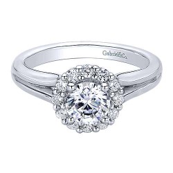 14K White Gold Round Halo Diamond Engagement Ring Surrey Vancouver Canada Langley Burnaby Richmond