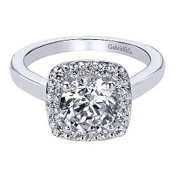 14K White Gold Round Halo Diamond Engagement Ring Surrey Vancouver Canada Langley Burnaby Richmond