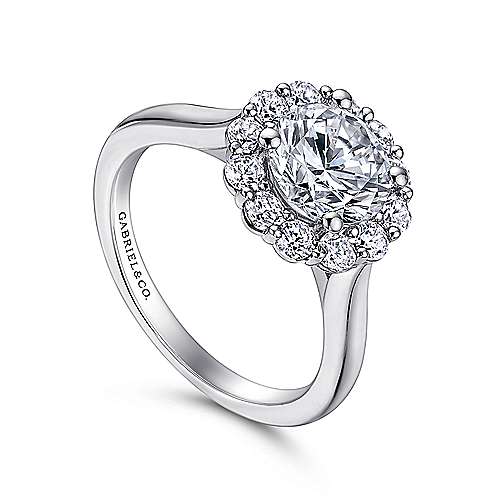 14K White Halo 14K White Gold Round Halo Diamond Engagement Ring Surrey Vancouver Canada Langley Burnaby Richmond