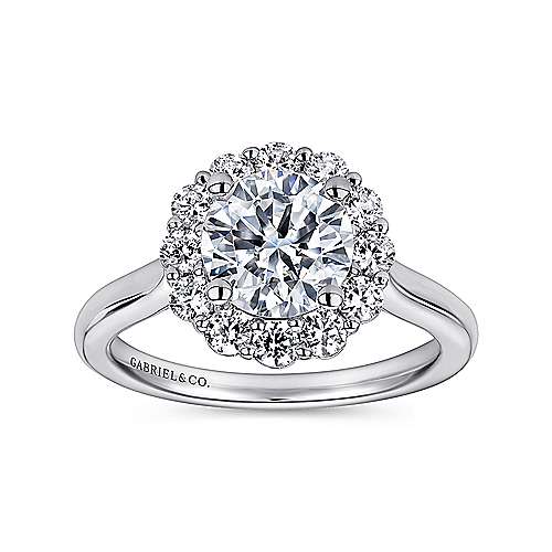 14K White Halo 14K White Gold Round Halo Diamond Engagement Ring Surrey Vancouver Canada Langley Burnaby Richmond