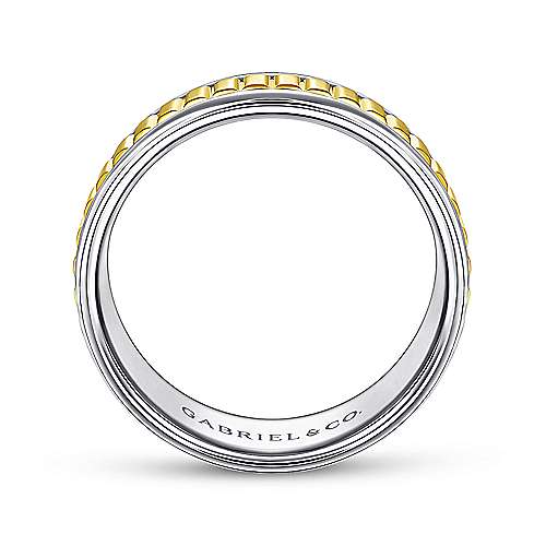 14K WhiteYellow Lux 14K White-Yellow Gold 8mm - Ridged Center Mens Wedding Band Surrey Vancouver Canada Langley Burnaby Richmond