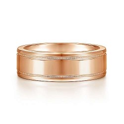 14K Rose Gold 7mm - Satin Milgrain Channel Mens Wedding Band Surrey Vancouver Canada Langley Burnaby Richmond