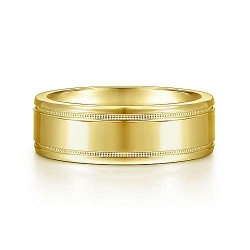 14K Yellow Gold 7mm - Satin Milgrain Channel Mens Wedding Band Surrey Vancouver Canada Langley Burnaby Richmond