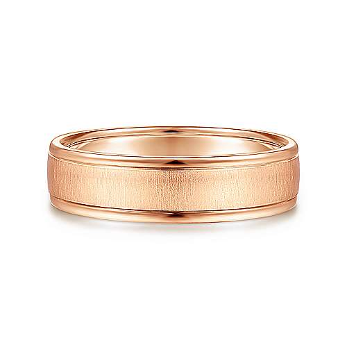 14K Rose Lux 14K Rose Gold 6mm - Sandblast Polished Edge Mens Wedding Band Surrey Vancouver Canada Langley Burnaby Richmond