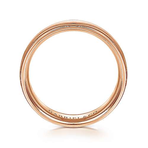 14K Rose Lux 14K Rose Gold 6mm - Sandblast Polished Edge Mens Wedding Band Surrey Vancouver Canada Langley Burnaby Richmond