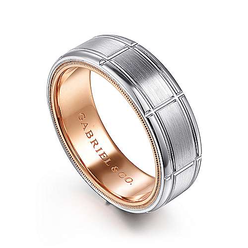 14K WhiteRose Lux 14K White-Rose Gold 7mm Mens Wedding Band Surrey Vancouver Canada Langley Burnaby Richmond