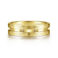 14K Yellow Gold 6mm - Engraved Channel Mens Wedding Band Surrey Vancouver Canada Langley Burnaby Richmond