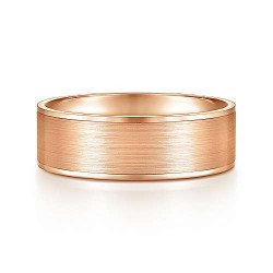 14K Rose Gold 7mm - Satin Finish and Polished Edge Mens Wedding Band Surrey Vancouver Canada Langley Burnaby Richmond