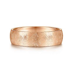 14K Rose Gold 6mm -  Diamond Brushed Finish Mens Wedding Band Surrey Vancouver Canada Langley Burnaby Richmond