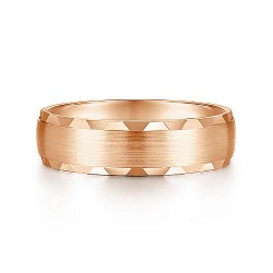 14K Rose Gold 6mm - Diamond Coin Cut Edge Satin Finish Mens Wedding Band Surrey Vancouver Canada Langley Burnaby Richmond