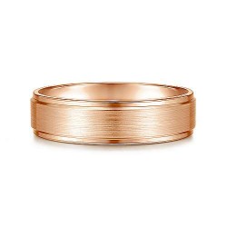 14K Rose Gold 6mm Satin Polish Center and Beveled Edge Mens Wedding Band Surrey Vancouver Canada Langley Burnaby Richmond