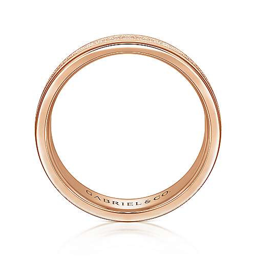 14K Rose Lux 14K Rose Gold 6mm - Sandblast Center and Polished Edge Mens Wedding Band Surrey Vancouver Canada Langley Burnaby Richmond