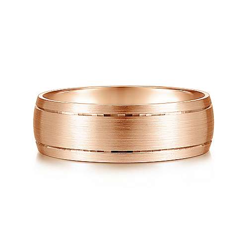 14K Rose Lux 14K Rose Gold 7mm - Satin Finish Mens Wedding Band Surrey Vancouver Canada Langley Burnaby Richmond