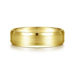 14K Yellow Gold 6mm -  Rounded Satin Center and Polished Beveled Edge Mens Wedding Band Surrey Vancouver Canada Langley Burnaby Richmond