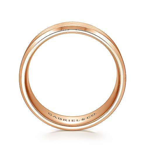 14K Rose Lux 14K Rose Gold 8mm - Satin Center and Beveled Edge Mens Wedding Band Surrey Vancouver Canada Langley Burnaby Richmond