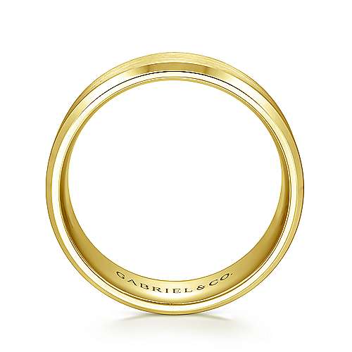 14K Yellow Lux 14K Yellow Gold 8mm - Satin Center and Beveled Edge Mens Wedding Band Surrey Vancouver Canada Langley Burnaby Richmond