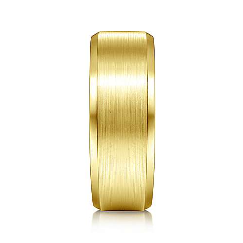 14K Yellow Lux 14K Yellow Gold 8mm - Satin Center and Beveled Edge Mens Wedding Band Surrey Vancouver Canada Langley Burnaby Richmond