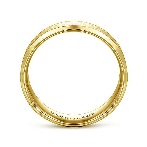 14K Yellow Lux 14K Yellow Gold 6mm - Sandblast Center and Beveled Edge Mens Wedding Band Surrey Vancouver Canada Langley Burnaby Richmond