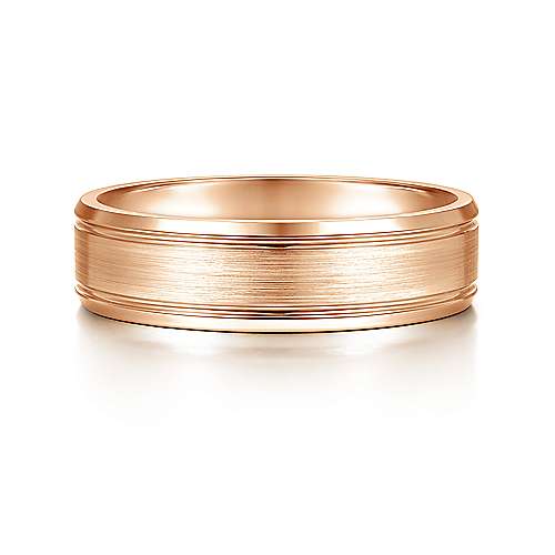 14K Rose Lux 14K Rose Gold 6mm - Satin Channel Polished Edge Mens Wedding Band Surrey Vancouver Canada Langley Burnaby Richmond