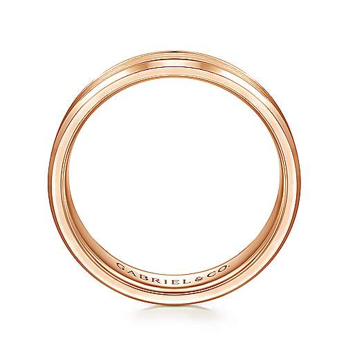 14K Rose Lux 14K Rose Gold 6mm - Satin Channel Polished Edge Mens Wedding Band Surrey Vancouver Canada Langley Burnaby Richmond