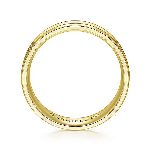 14K Yellow Lux 14K Yellow Gold 6mm - Satin Polish Center and Milgrain Edge Mens Wedding Band Surrey Vancouver Canada Langley Burnaby Richmond