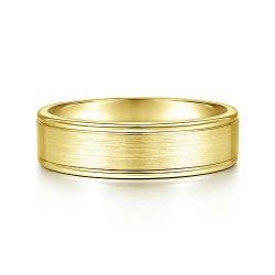 14K Yellow Gold 6mm - Satin Center and Polished Edge Mens Wedding Band Surrey Vancouver Canada Langley Burnaby Richmond