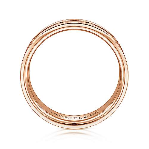 14K Rose Lux 14K Rose Gold 6mm - Rectangular Center Groove, Brushed Mens Wedding Band Surrey Vancouver Canada Langley Burnaby Richmond