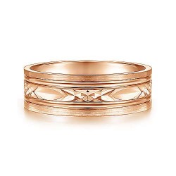 14K Rose Gold 7mm - Diamond Cut Center Mens Wedding Band Surrey Vancouver Canada Langley Burnaby Richmond