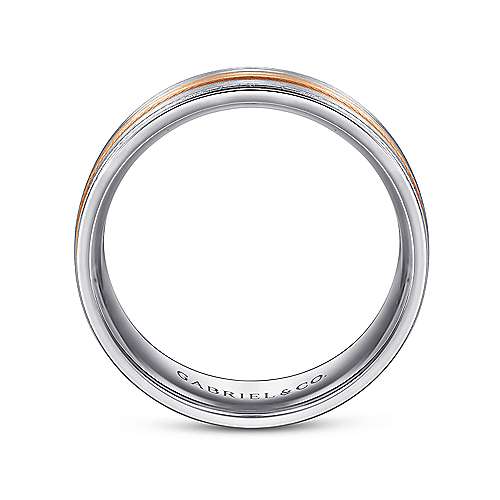 14K WhiteRose Lux 14K White-Rose Gold 7mm - Three Row Satin Mens Wedding Band Surrey Vancouver Canada Langley Burnaby Richmond