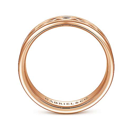 14K Rose Lux 14K Rose Gold 6mm - Center Diamond Cut Mens Wedding Band Surrey Vancouver Canada Langley Burnaby Richmond