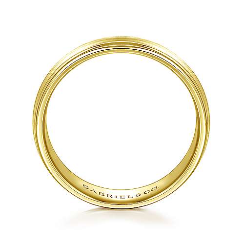 14K Yellow Lux 14K Yellow Gold 6mm - Raised Center Diamond Cut Channel Mens Wedding Band Surrey Vancouver Canada Langley Burnaby Richmond