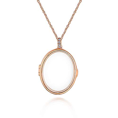 14K Rose Locket 25" 14K Rose Gold Oval Glass Front Locket Necklace Surrey Vancouver Canada Langley Burnaby Richmond