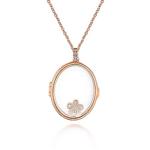 14K Rose Locket 25" 14K Rose Gold Oval Glass Front Locket Necklace Surrey Vancouver Canada Langley Burnaby Richmond