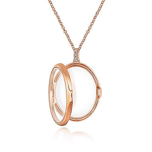 14K Rose Locket 25" 14K Rose Gold Oval Glass Front Locket Necklace Surrey Vancouver Canada Langley Burnaby Richmond