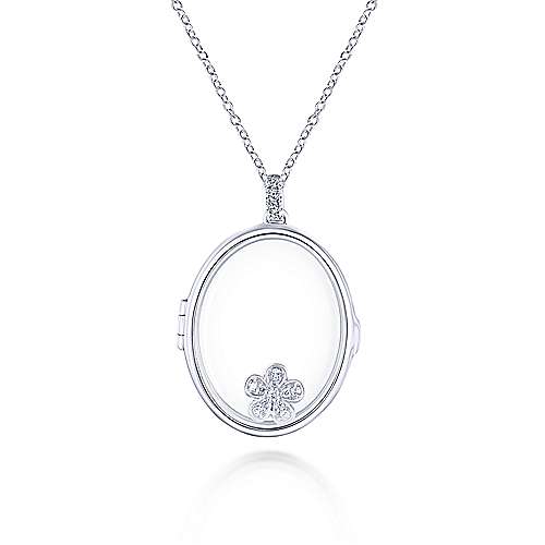 14K White Locket 25" 14K White Gold Oval Glass Front Locket Necklace Surrey Vancouver Canada Langley Burnaby Richmond