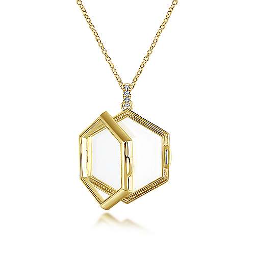 14K Yellow Locket 25" 14K Yellow Gold Hexagonal Glass Front Locket Necklace Surrey Vancouver Canada Langley Burnaby Richmond