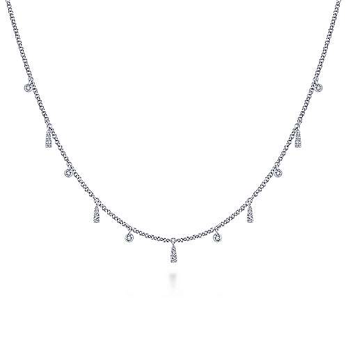 14K White Choker 14K White Gold Diamond Choker Necklace with Diamond Bezel and Bar Drops Surrey Vancouver Canada Langley Burnaby Richmond