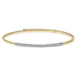 14K Yellow-White Gold Bujukan Beaded Choker Necklace with Diamond Pave Surrey Vancouver Canada Langley Burnaby Richmond