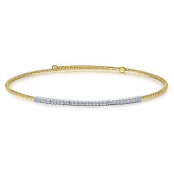 14K Yellow-White Gold Bujukan Beaded Choker Necklace with Diamond Pave Surrey Vancouver Canada Langley Burnaby Richmond