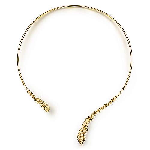 14K Yellow Choker 14K Yellow Gold Open Collar Choker Necklace with Bujukan Bead Cluster Surrey Vancouver Canada Langley Burnaby Richmond